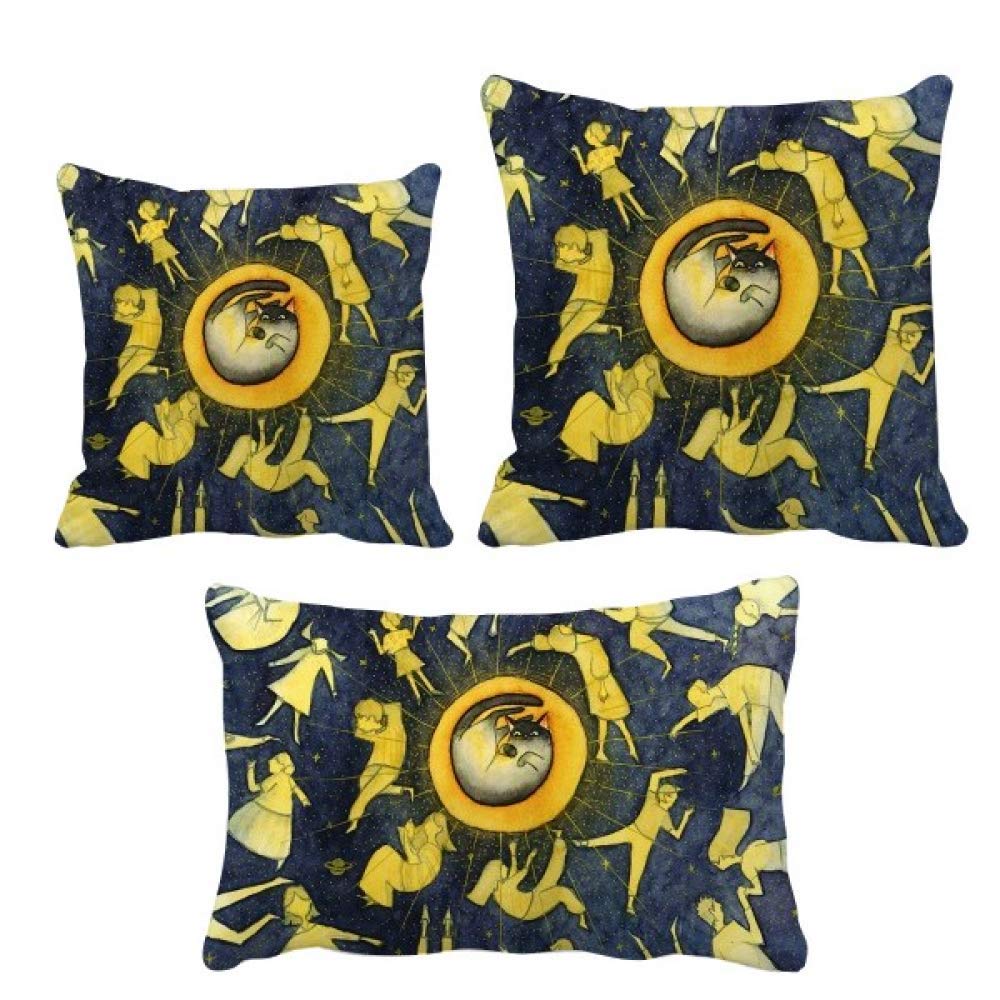 Coussin chat lune aquarelle Les Miaoji deco de canape salon oreiller deco de lit