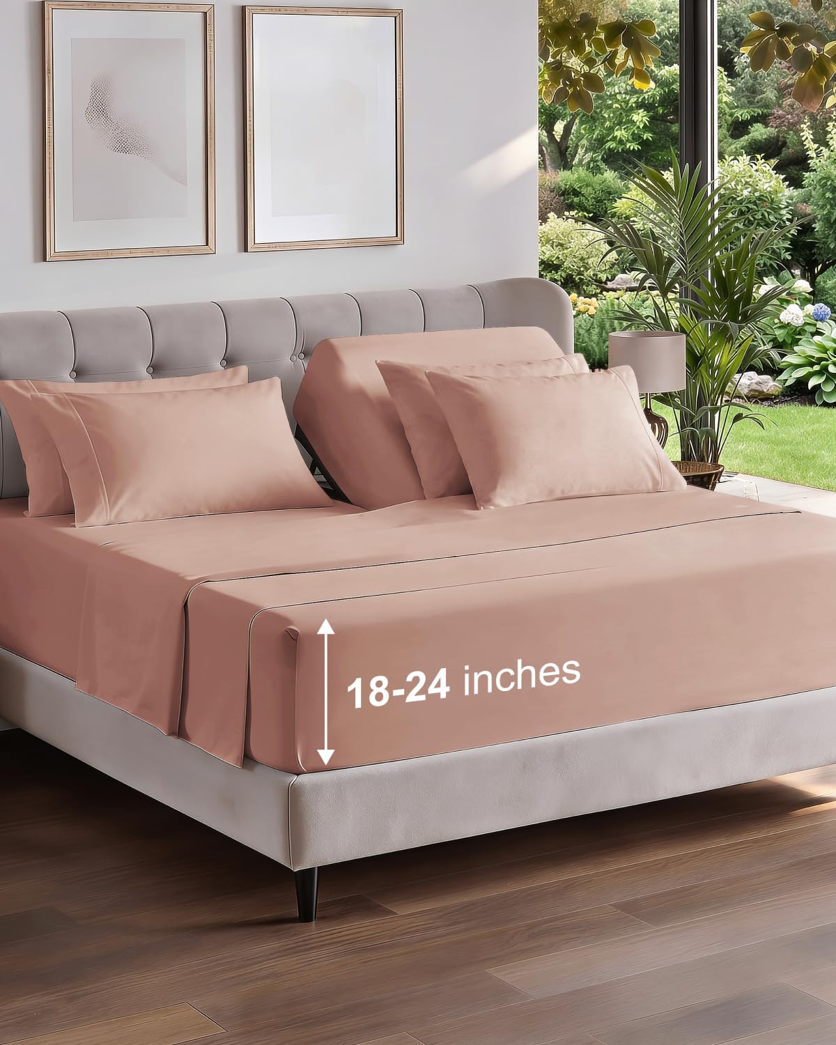 CGK Extra Deep Flex Top Split Head King 6pc Cooling Sheet Set - Mauve