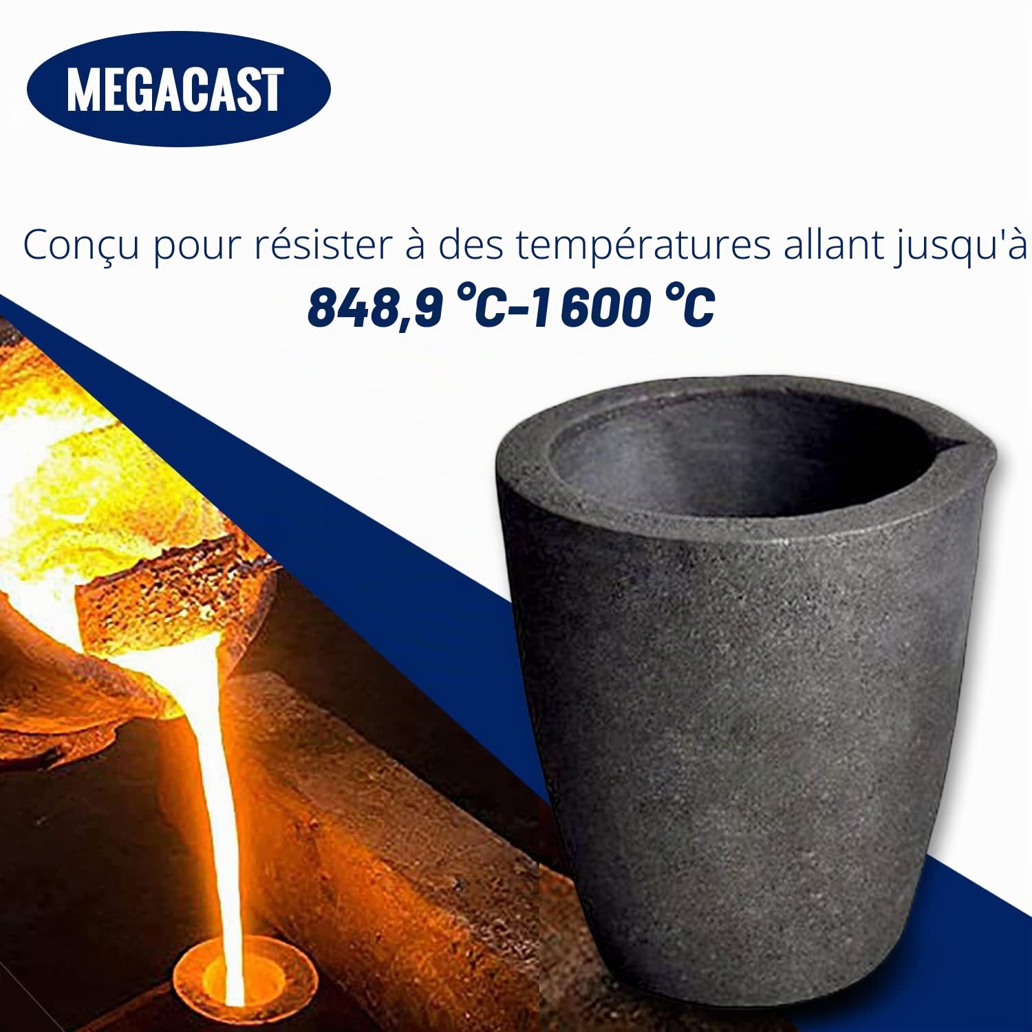 Creuset en graphite d'argile de 4 kg pour four, pour fonderie d'or, argent, cuivre, laiton, aluminium, etc.