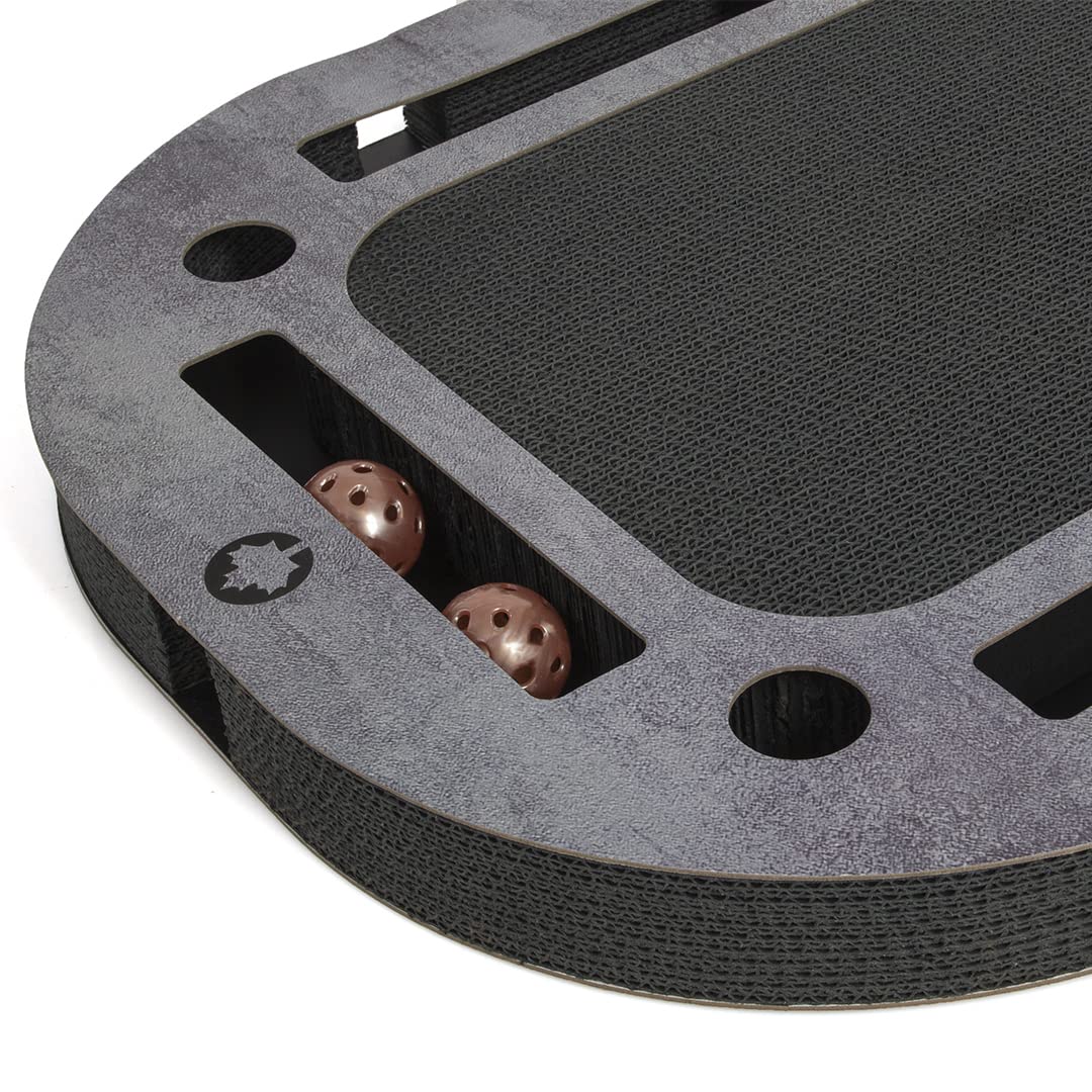 CanadianCat Company | XXL Katzenspielplatz 85 x 54 x 5,8 cm mit integrierter Kratzpappe | PlayPlate Black Edition - schwarz betonlook