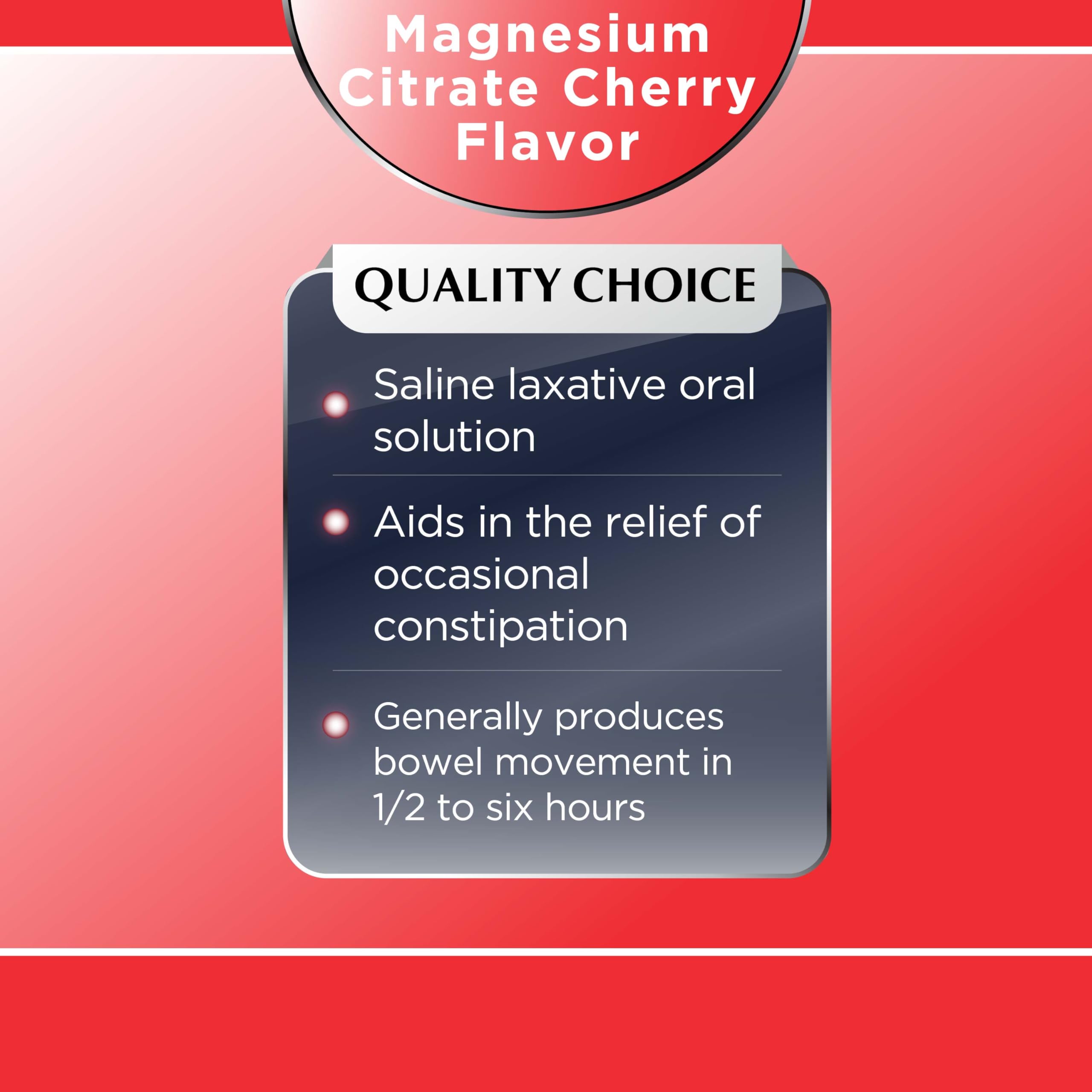 Quality Choice Magnesium Citrate Oral Solution, 10oz - Saline Laxative, Supplement for Occasional Constipation Relief, Mag Citrate is a Gentle and Effective Laxative for Regularity (1, Cherry) — Amazon image 3