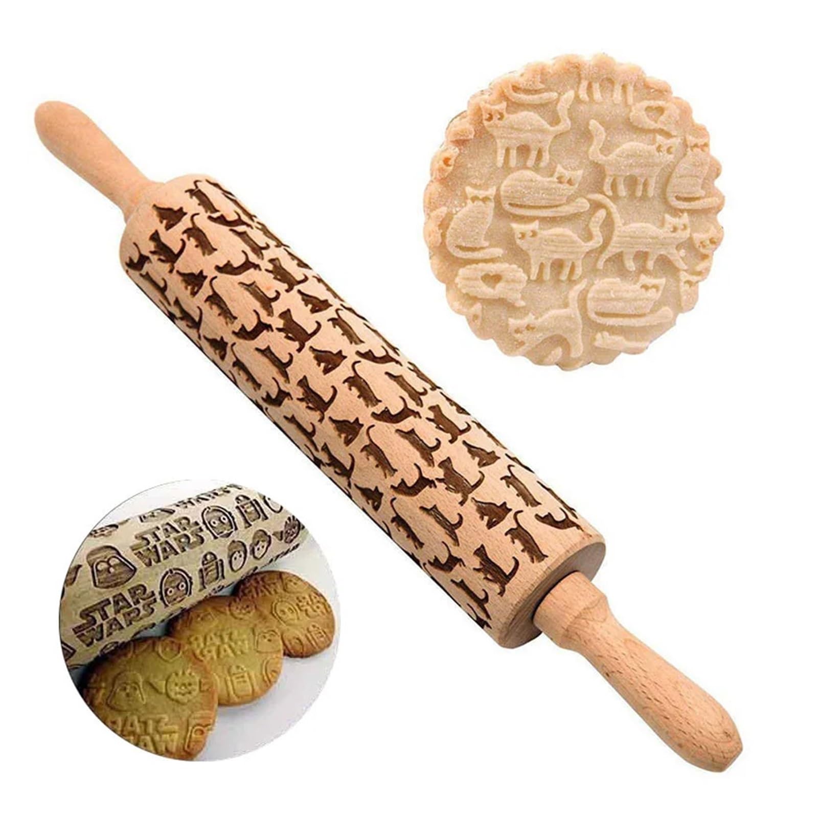 1 Rodillo Grabado en Relieve for Hornear Galletas, Fondant, Pasteles, Masa, Rodillo Estampado, Accesorios de Cocina para Cocina, Pastelería(Color 1)
