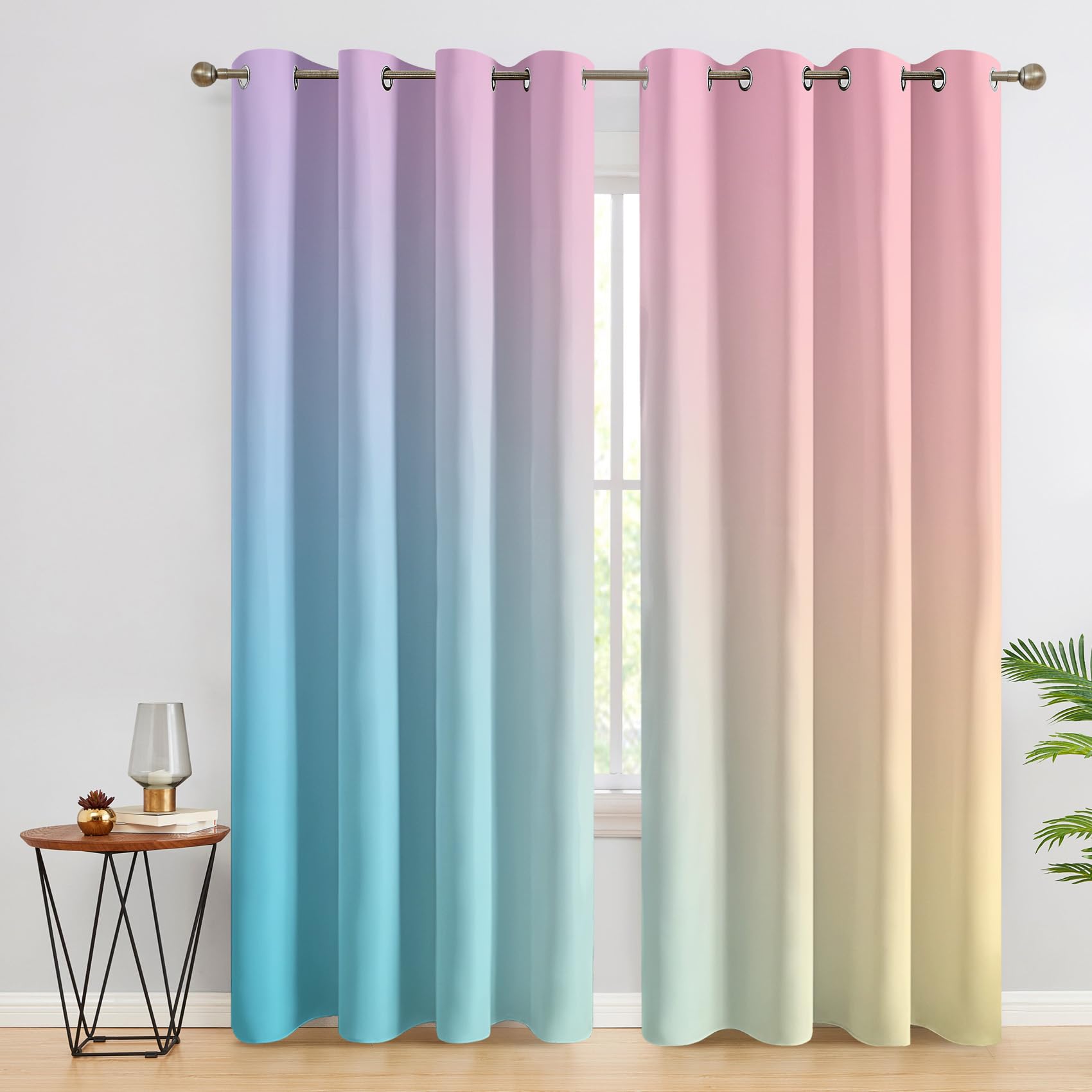 Rideaux occultants ombrés 117x183 cm isolants à œillets pour chambre