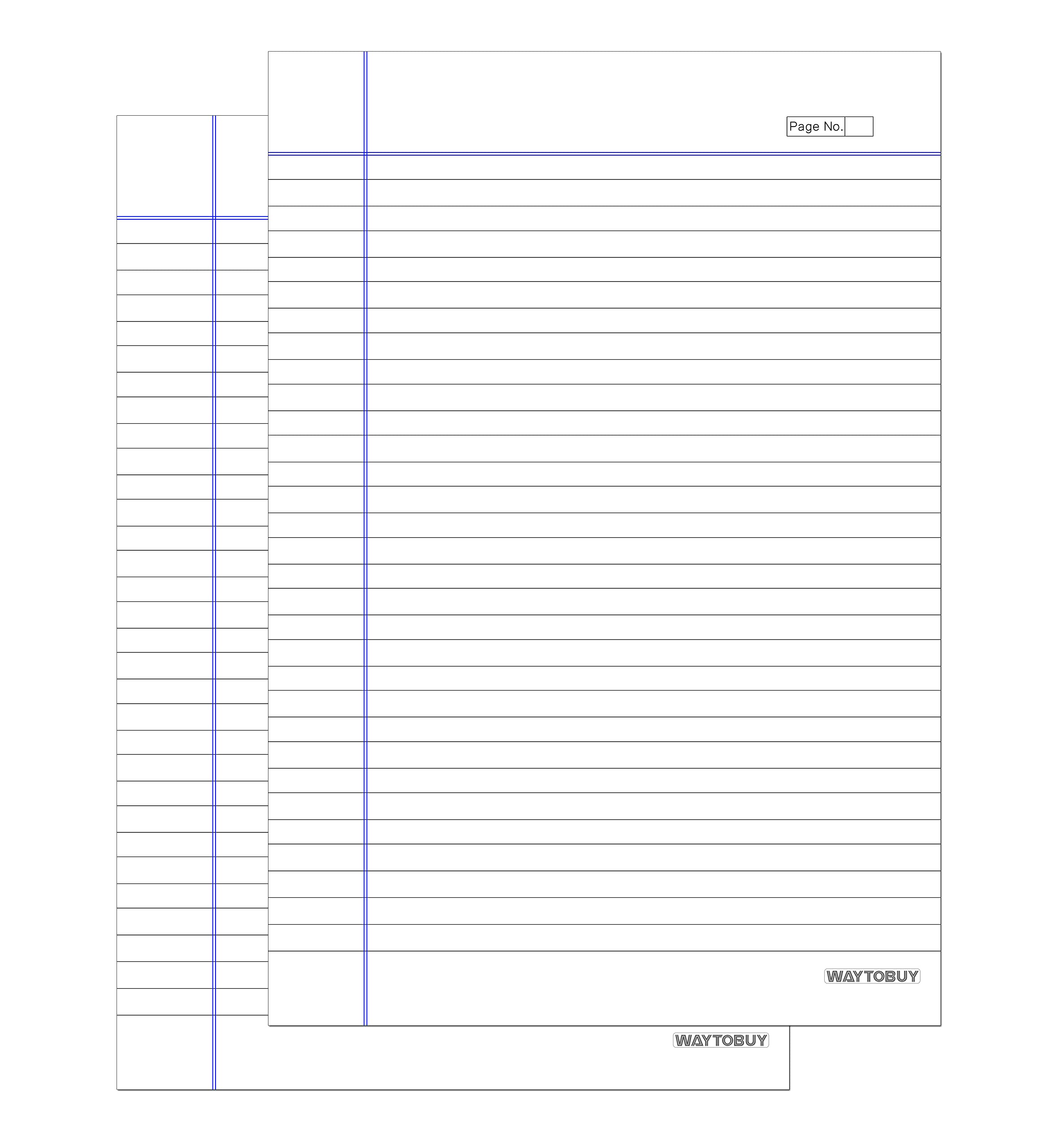 WAYTOBUY One Side Ruled 100 Sheets Assignment or Project Paper with Blue Color Left and Top Lines with Page Number for Students (Sheets: 100, GSM:70, WBBLPGNO31322C100T)