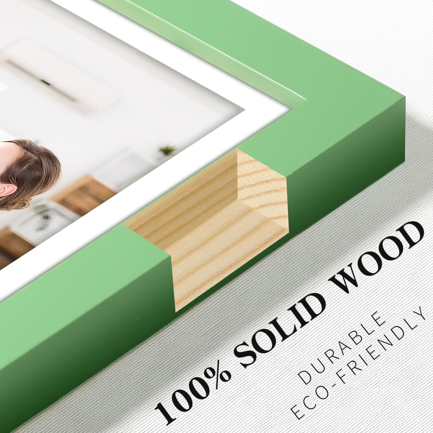 Picture Frames 5x7 2 Pack Made of Solid Wood Green for Wall Mounting and Tabletop Display - Image 2