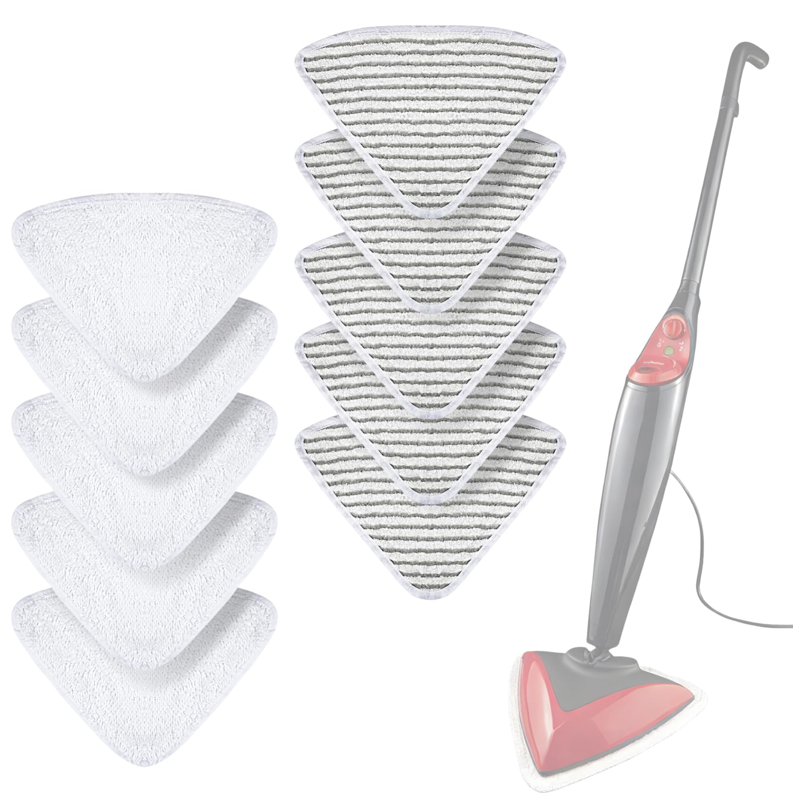 Rankomu 10 Pack Vileda Steam & Steam Plus Mop Replacement Pads – Washable Microfiber Cloths, 5 White + 5 Striped