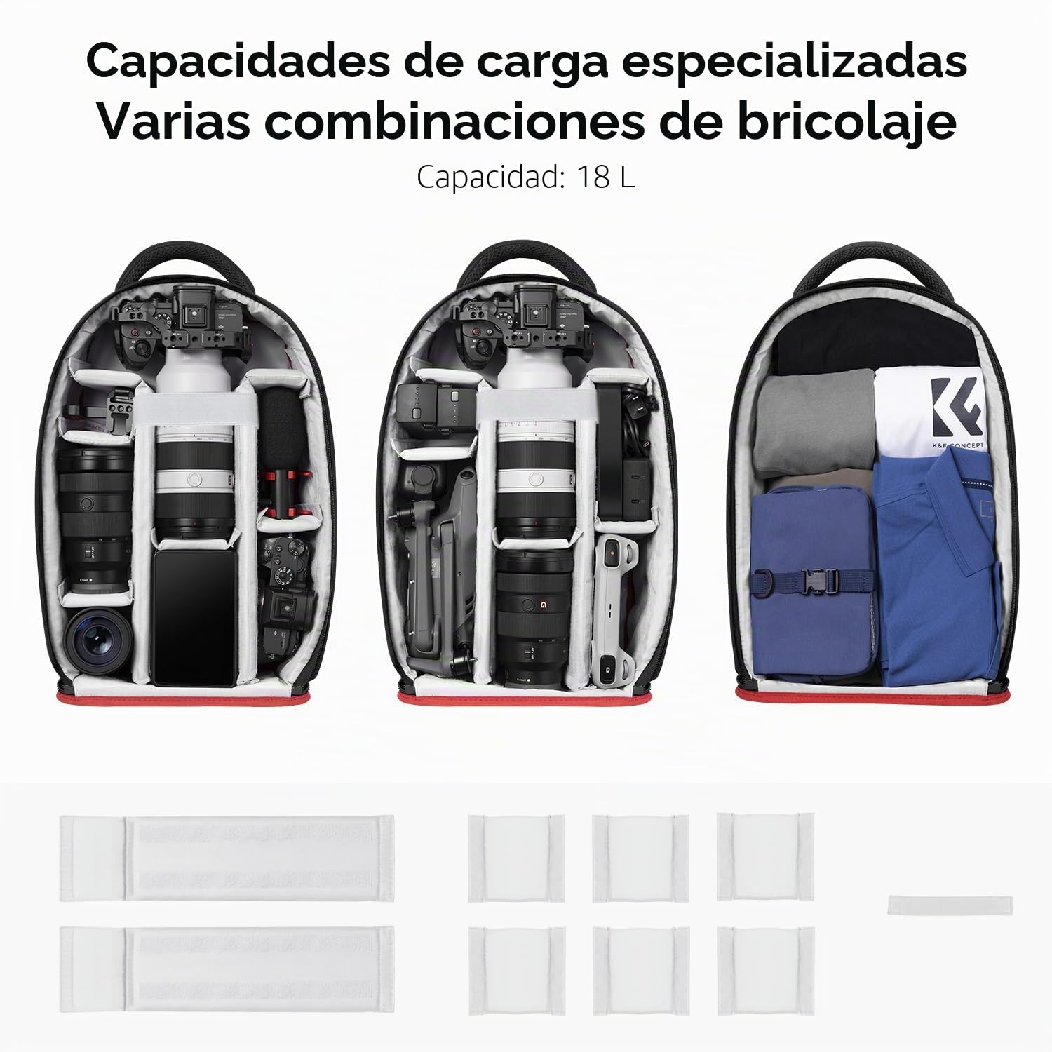 K&F Concept - Mochila para cámara fotográfica Impermeable con Compartimento para portátil para Canon Sony Nikon Olympus SLR/DSLR