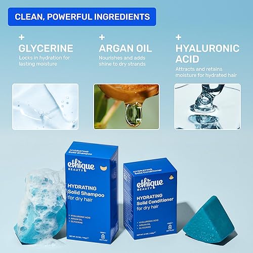 Miniatura 3 de Ethique Barra acondicionador hidratante para cabello seco con ácido hylurónico, sin plástico, sin crueldad, vegano, 2.12 onzas