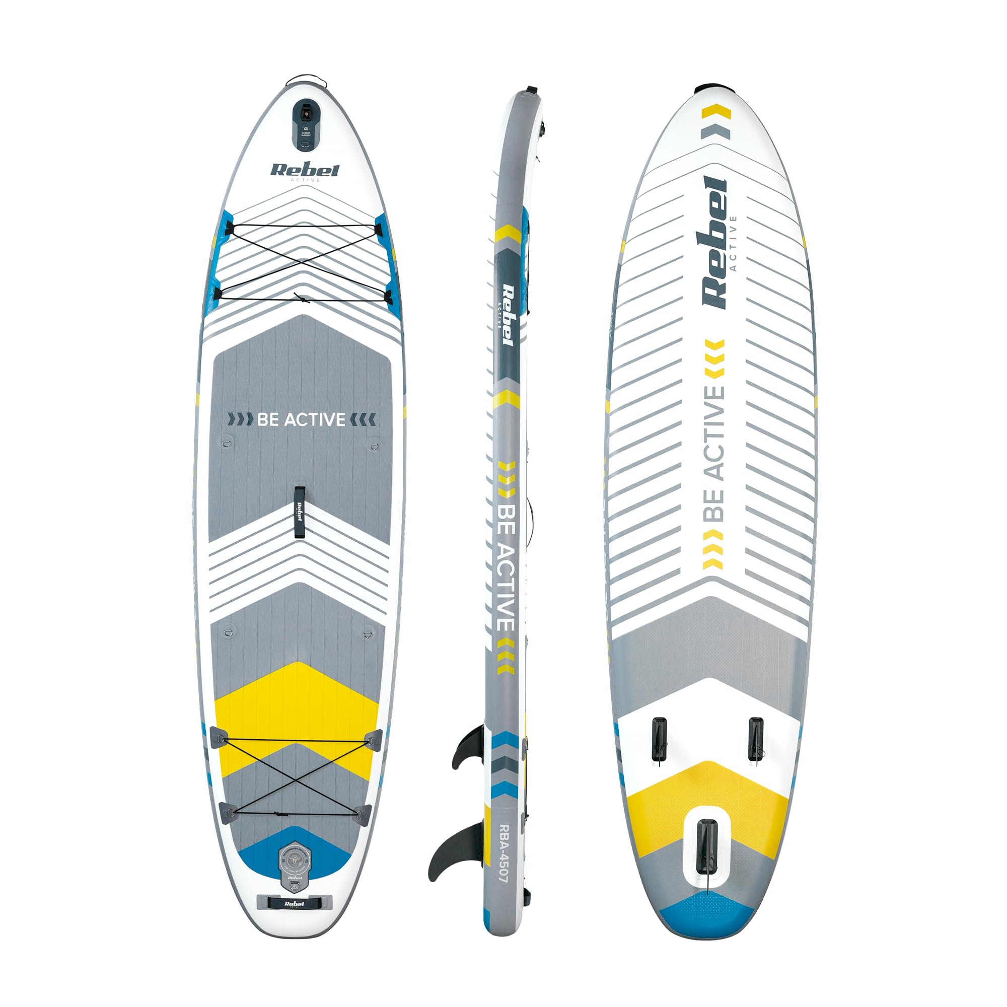 Rebel Electro Deska SUP Pompowana z Siedziskiem do Pływania Drop-Stitch 335 cm Zestaw Wiosło Pompka Plecak RBA-4507-WH