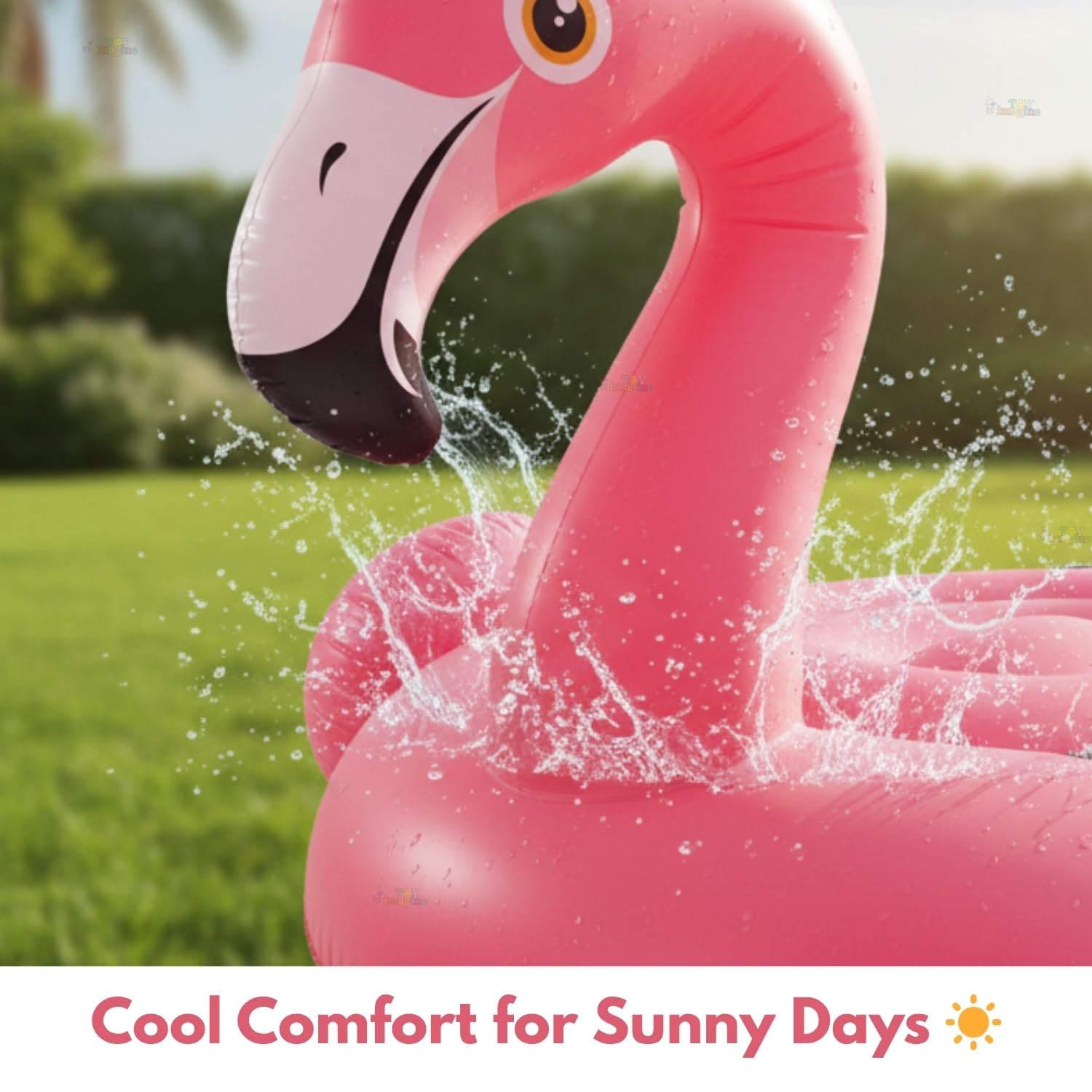 Toy Imagine™ Giant Inflatable Flamingo Pool Float for Adults & Kids in Adorable Pink Colour | Ride-On Air Swimming Pool Mattress | Flamingo Pool/Tube Float for Swimming Pool.