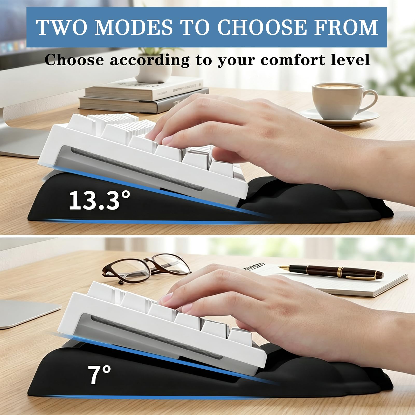 Cloud Keyboard Set poggiapolsi 3 in 1 ergonomico in memory foam con supporto per mouse e supporto per il polso e portabicchieri, cuscino antiscivolo da scrivania per ufficio, gioco digitazione