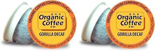 The Organic Coffee Co. Compostable Coffee Pods - Gorilla Decaf (80 Ct) K Cup Compatible including Keurig 2.0, Medium Roast, Swiss Water Processed, USDA Organic, (Pack of 2)