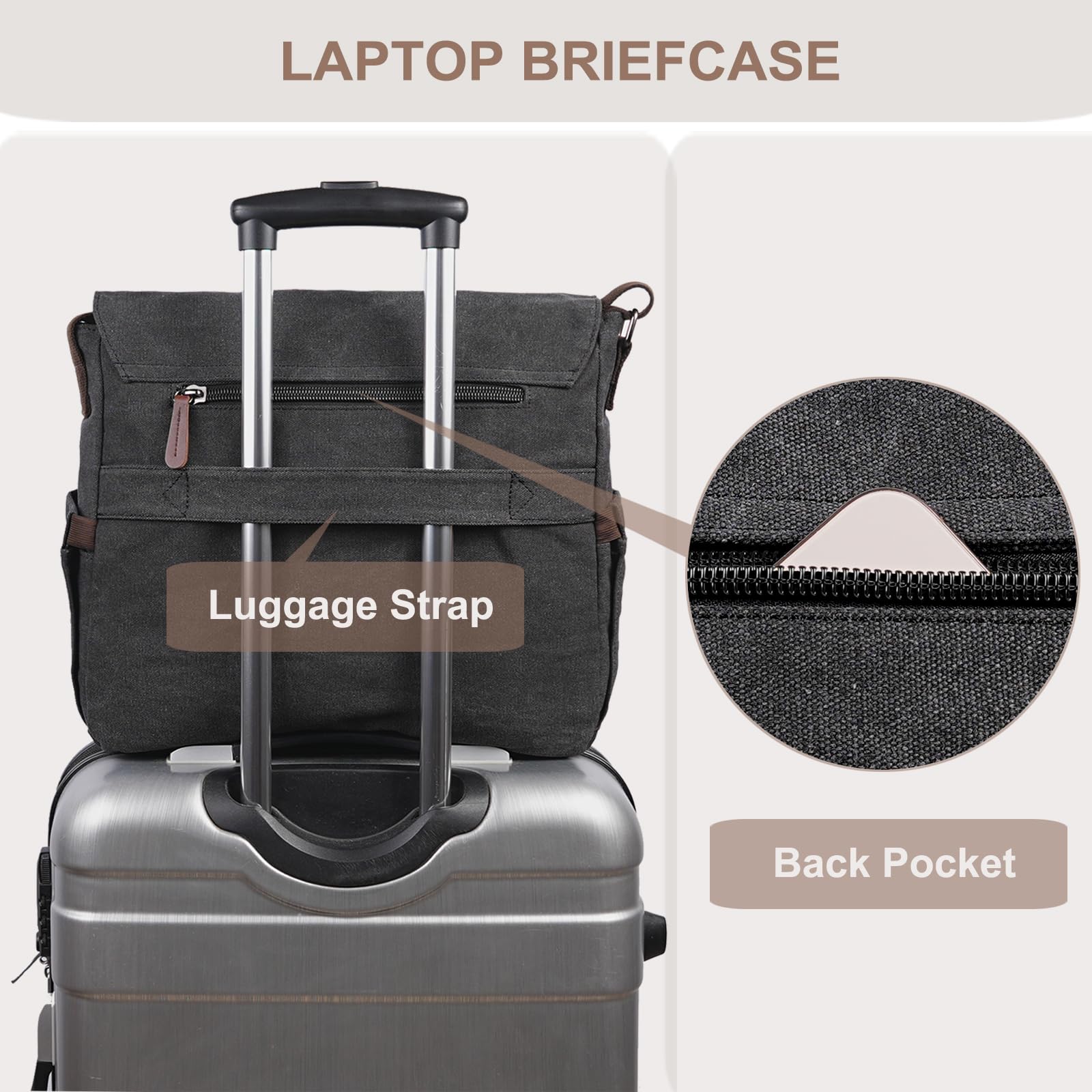 Canvas Messenger Bag for Men Women,Travel Satchel Shoulder bag 15.6 Inch Laptop Bag briefcase Business