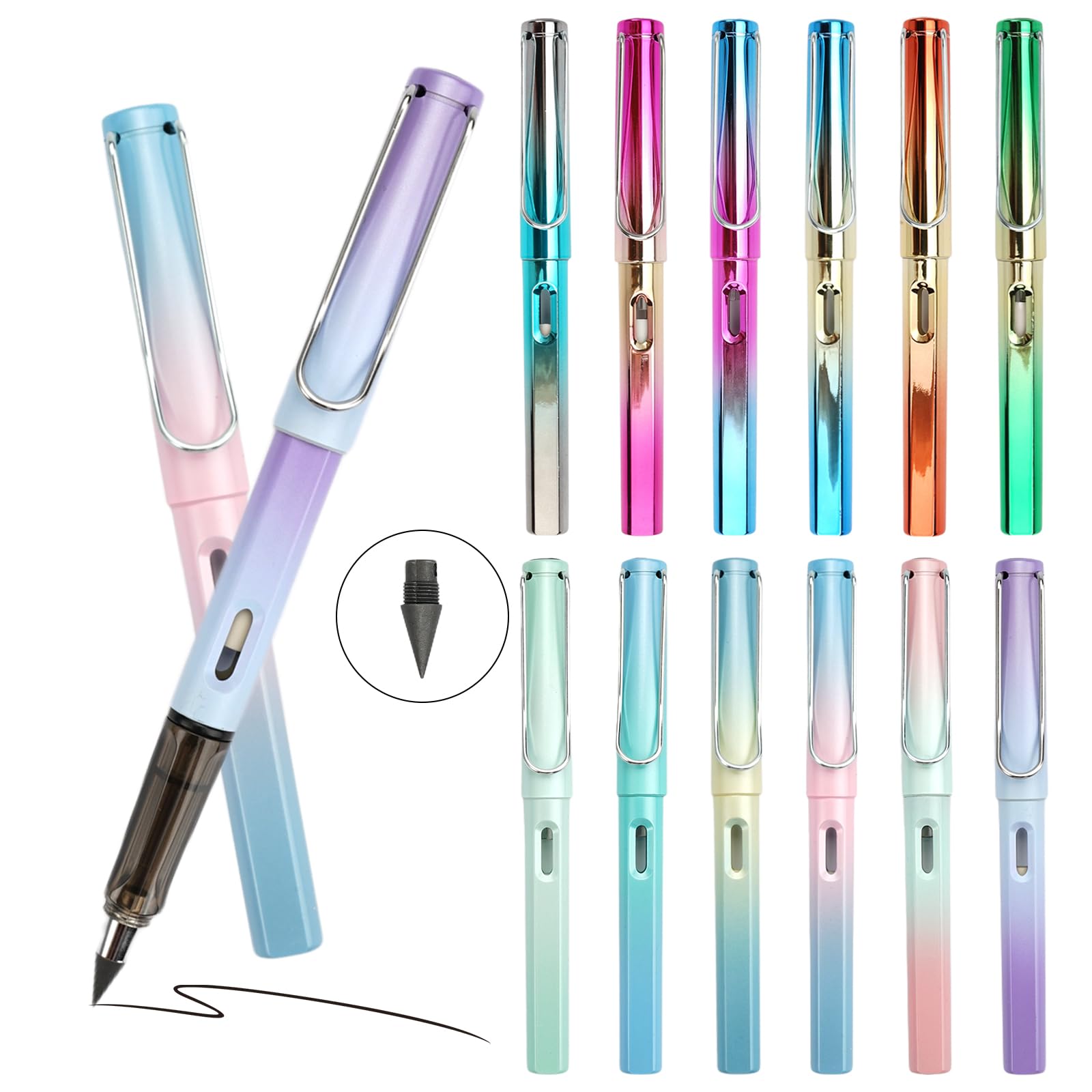 12 Piezas Lápiz Infinito, Lapiz Eterno Reutilizable, Lapices sin Tinta, Ergonómico Pencils, Pencils con Borrador, Duradero Lapiz HB, Lapices Infinitos para Escritura, Dibujo, Oficina, Escuelas