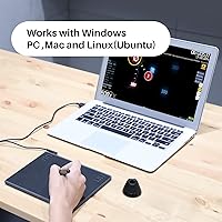 Vista 2 de HUION HS64 - Tableta de dibujo digital con lápiz capacitivo sin batería y guante HUION Artist para Linux, Windows, Mac y Android