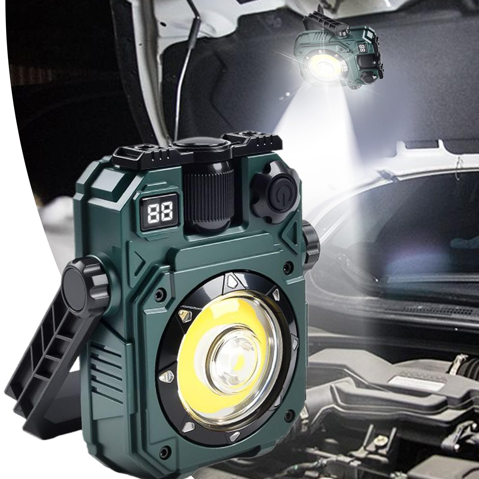 Générique Lampe Magnétique de Travail - Torche À LED Portable Solaire Pour Travail,Torche Puissante 5 Modes Portable Solaire pour Camping Réparation Voiture Atelier Chantier Maison