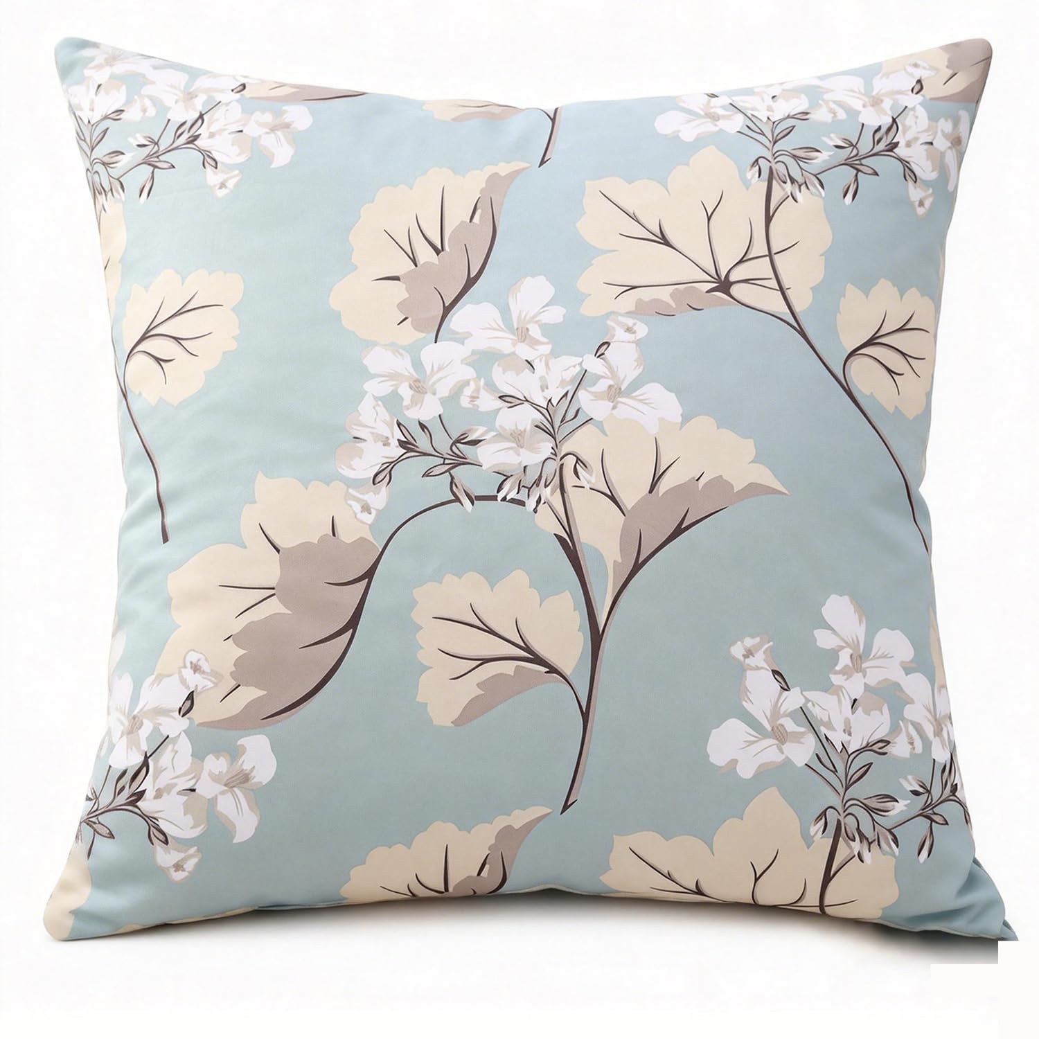 Summer Blue Floral Throw Pillow Case 26x26 Inch - Colorful Flowers Decoration Pillow Cover Vintage Wildflowers Pillows Cover Outdoor Farmhouse Plant
