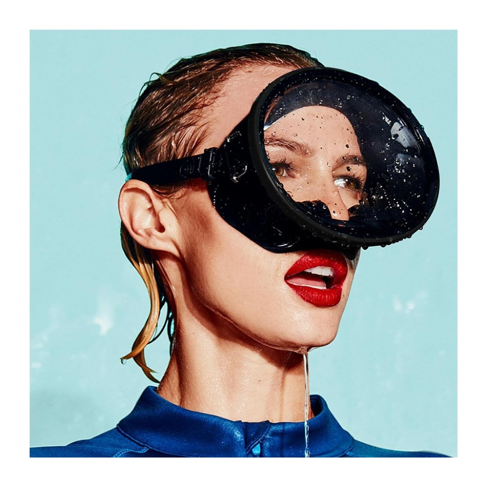 Genérico Máscara de Buceo Ovalada for Adultos, máscara de Pesca submarina, Gafas de Buceo panorámicas de Estilo Retro clásico con Lentes de Vidrio Templado