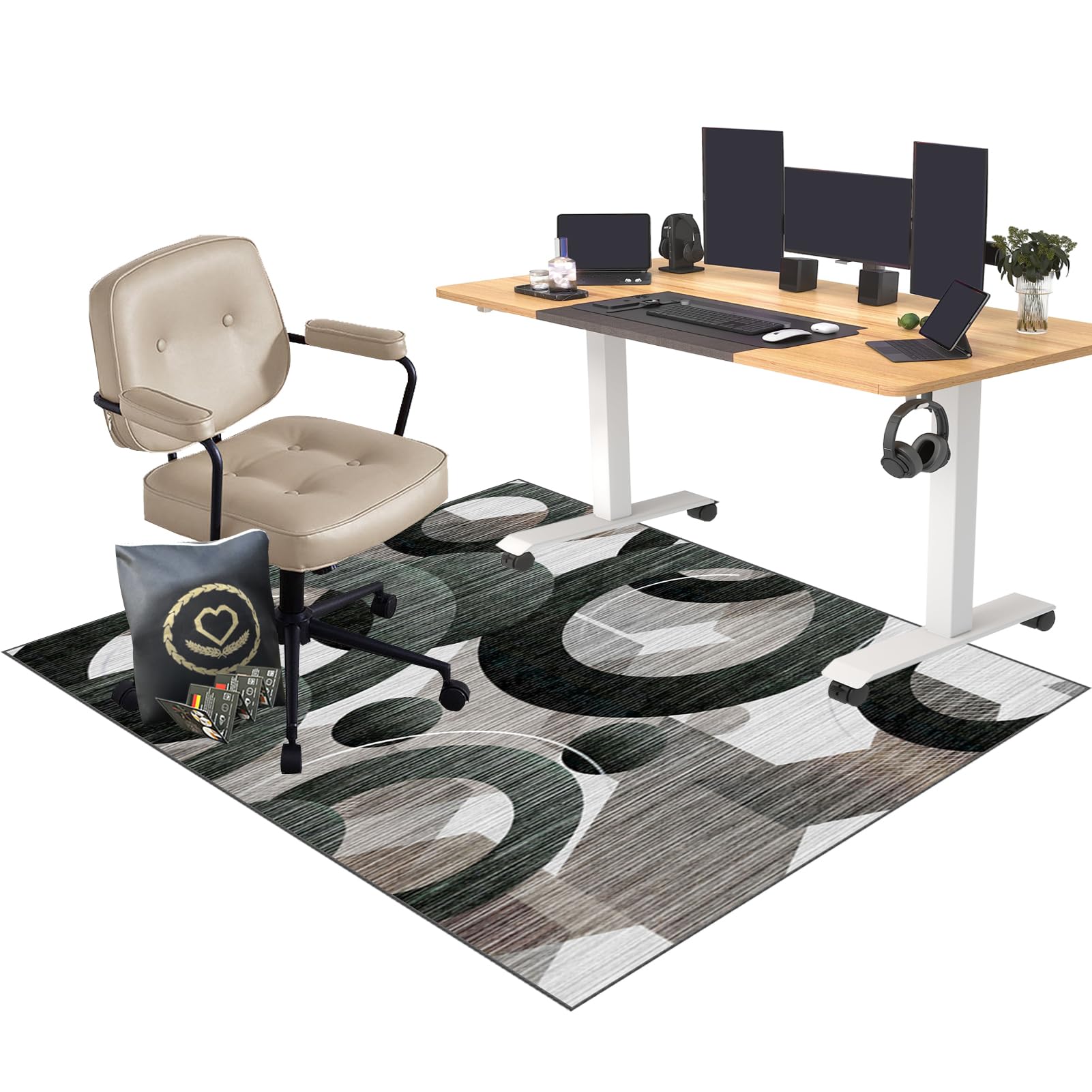 CCTSA 160 x 180 cm Office Chair Mat for Carpeted and Hard Floor | Multi-Purpose Carpet Protector | Gaming Chair Mat | Anti-Slip Low Pile Carpet Mats for Home Office | Floor Protectors for Chairs