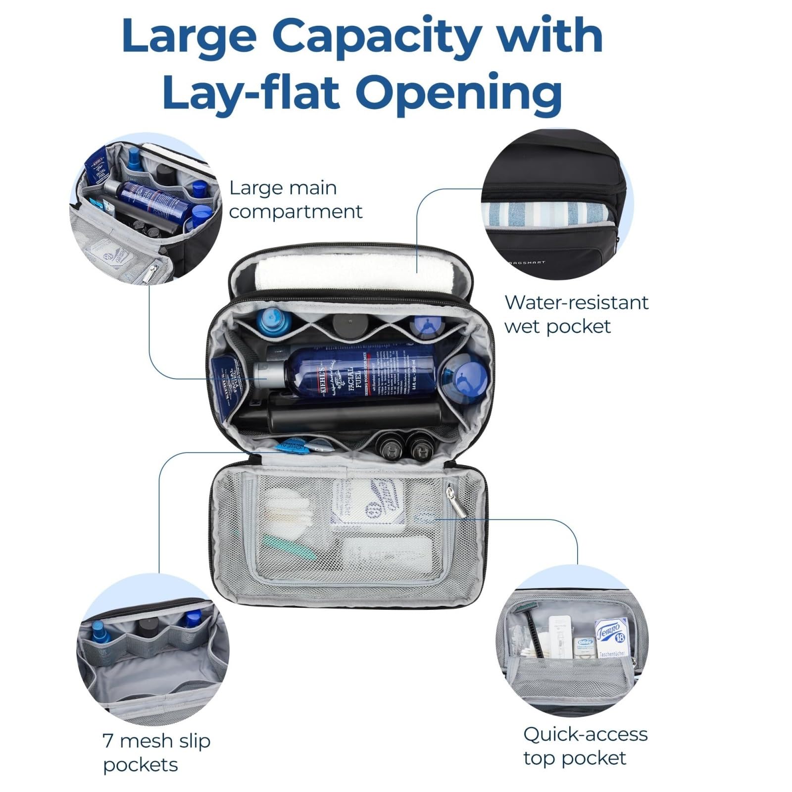 Kosmetiktasche Kulturtasche Damen-Kosmetiktasche, Kosmetik-Aufbewahrungstasche mit Griff, Kulturbeutel, Reisetasche Schminktasche Damen(Beige)
