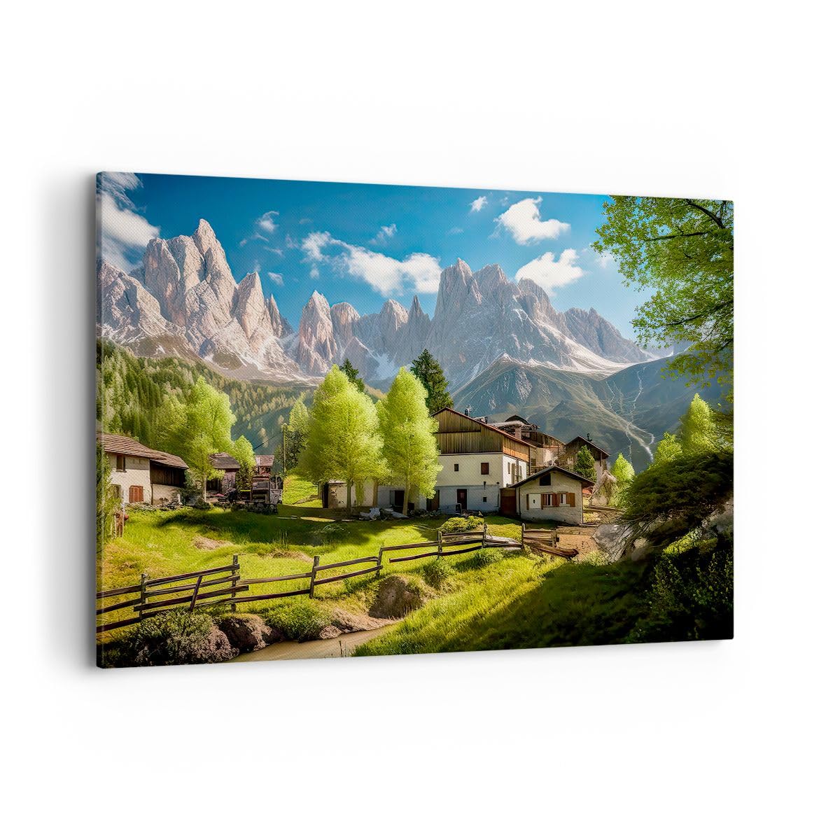 Lienzo Decorativo 120x80cm Moderno Horizontal Arquitectura Paisajes - 5814 | montañas Paisaje Alpes Cuadro sobre Lienzo Grande Arte mural Decoración del Hogar Salón Dormitorio Oficina Cuadros de Pared
