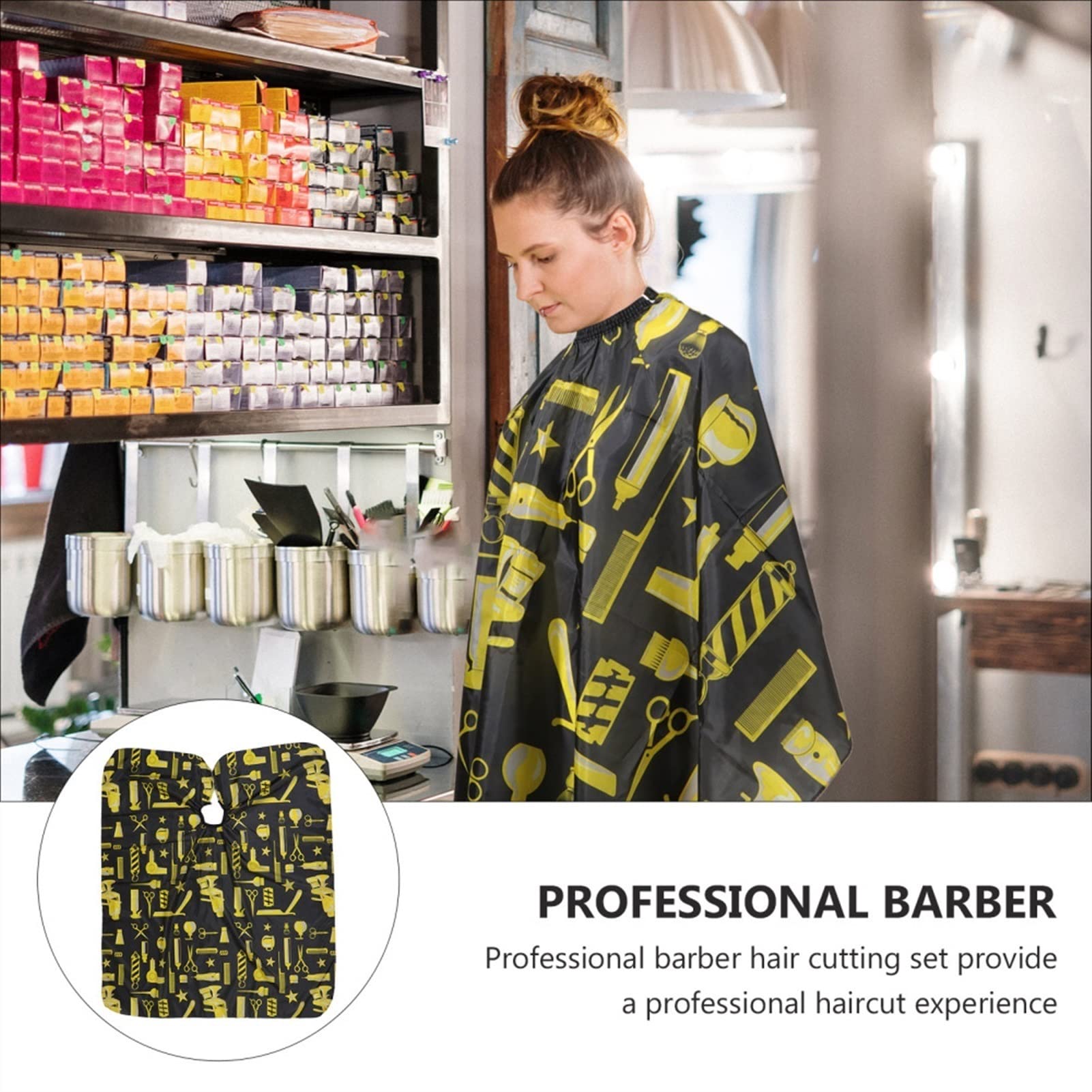 Barber Cape 2pcs Friseur Haircut Set Barber Cape Friseur Cape Salon mit Hals Duster Pinsel Styling Cape for Friseur Styling (Color : A, Size : 2pcs)