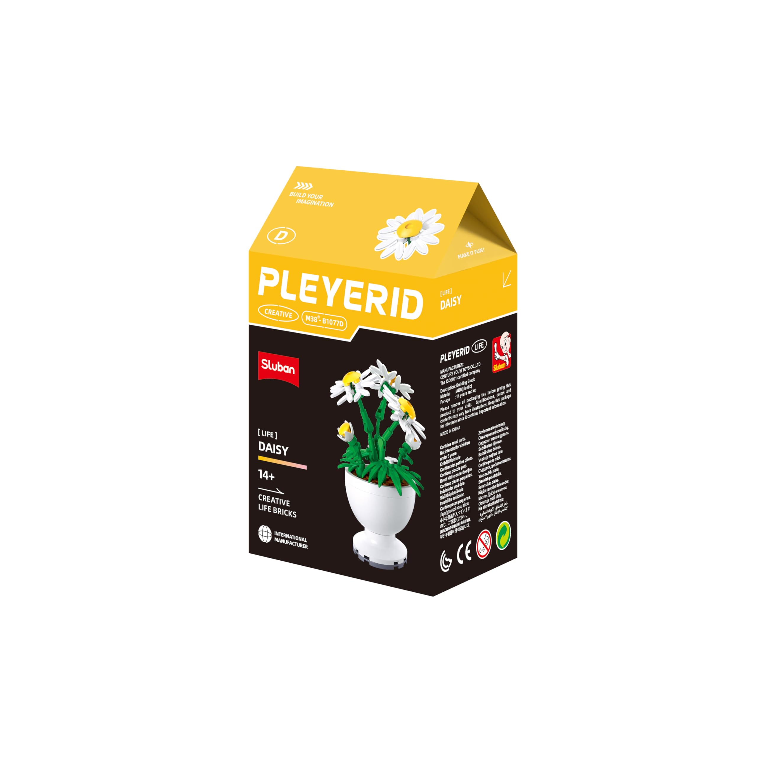 Sluban Pleyerid Creative Life Bricks M38-B1077 Boîte de présentation de Collection de Fleurs Jaune et Noir