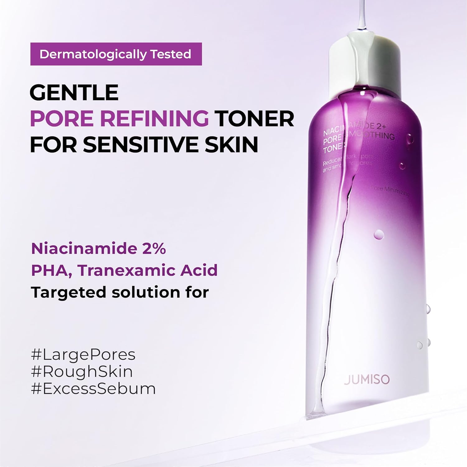 JUMISO Niacinamide 2% + PHA/BHA Pore Smoothing Toner (205ml/6.93 fl oz), 1% TXA + Glutathione, Glass Skin Prep, Gentle Exfoliation for Textured Skin, Unscented, Korean Skincare - Image 2