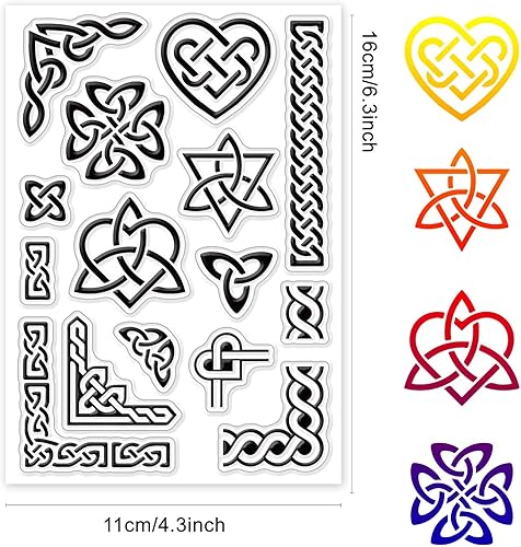 Miniatura 2 de CRASPIRE Sellos transparentes de nudo celta, estrella y corazón de cinco puntas, sello de silicona transparente para álbumes de recortes, álbumes de