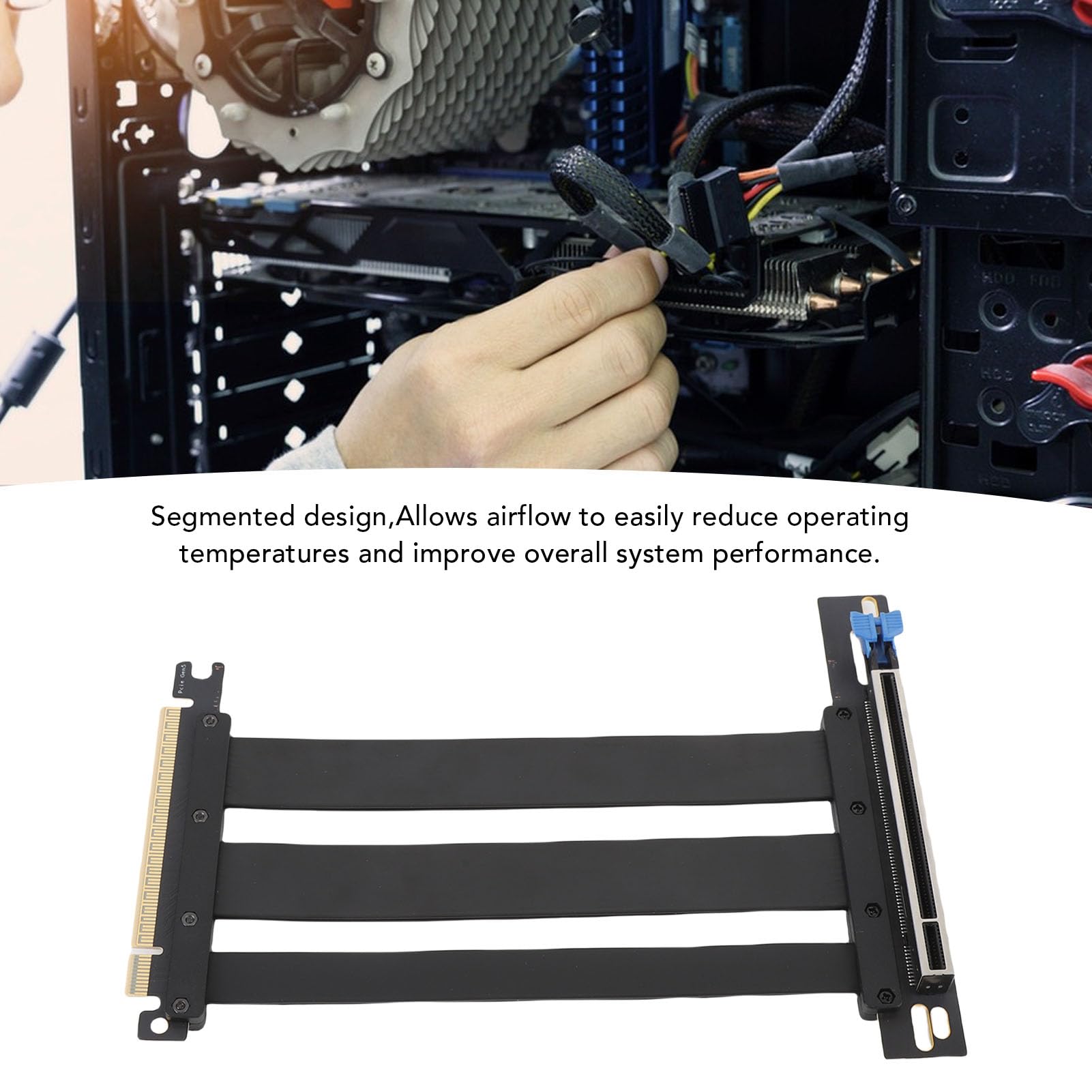 Zunate Kabel Pionowy PCIE 5.0 X16, Gen 5 GPU Graficzna Karta Przedłużacza Kabel Exter -Celd 128 Gbps 90 Stopni Adapter dla 4090 TI, PC Case Server ITX Buduje Systemy Chłodzenia Wody (15 cm)
