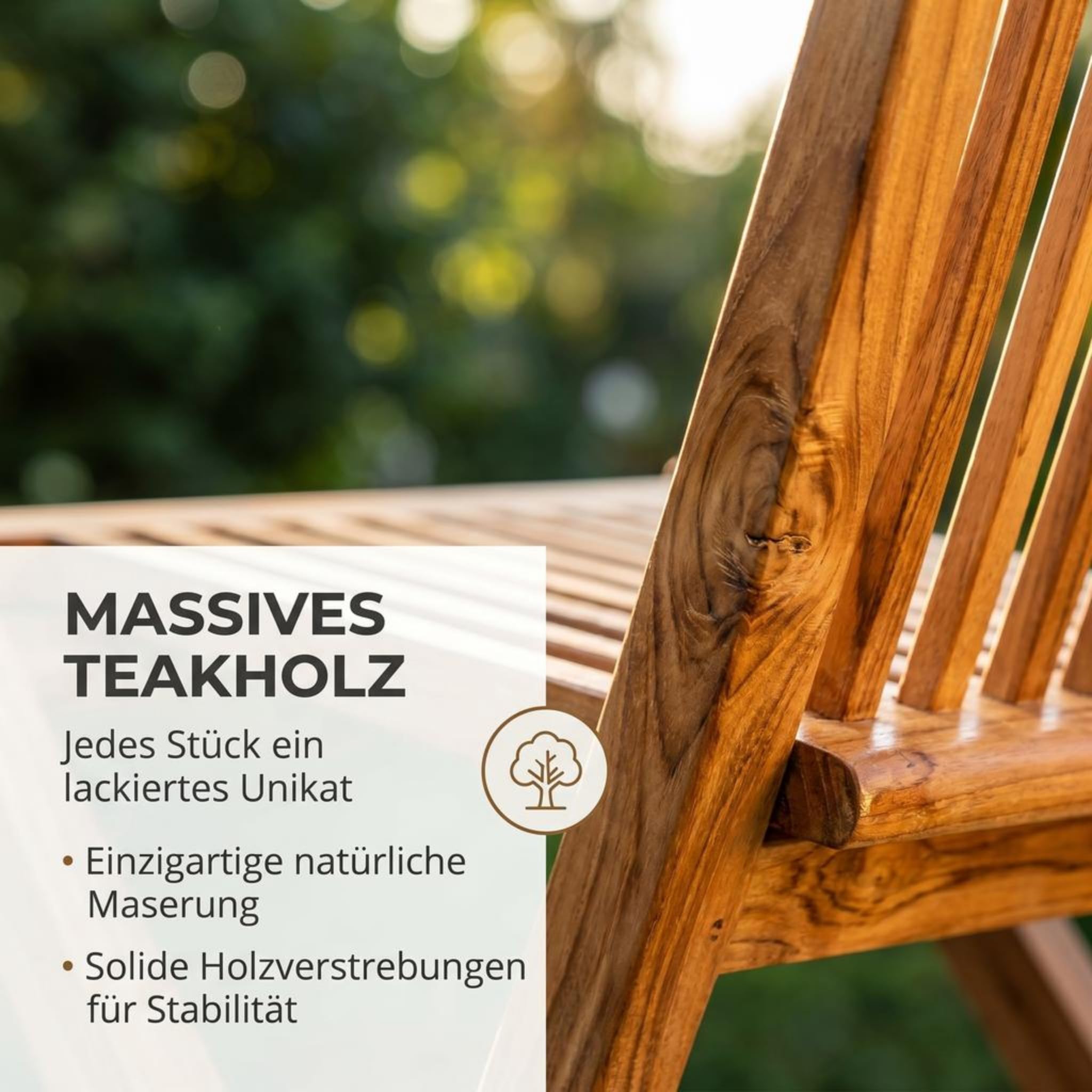 SAM Premium Klappstuhl Menorca, Balkonstuhl Teakholz massiv lackiert, klappbarer Gartenstuhl ohne Armlehnen bis 150 kg, wetterfest für Garten Terrasse Balkon Wintergarten Outdoor, Unikat