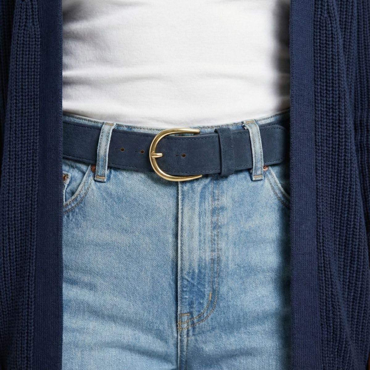 BELTINGER Damen-Gürtel aus Veloursleder 4 cm | Velour-Gürtel für Damen 40mm | Wildleder-Gürtel 4cm mit goldener Gürtelschnalle