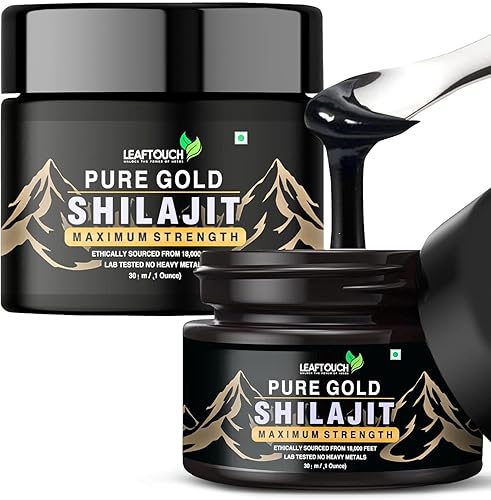 LEAFTOUCH - Resina Shilajit de oro puro  Resina Shilajit pura del Himalaya  Orgánica y de alta potencia  Más de 85 minerales traza y rica en ácido