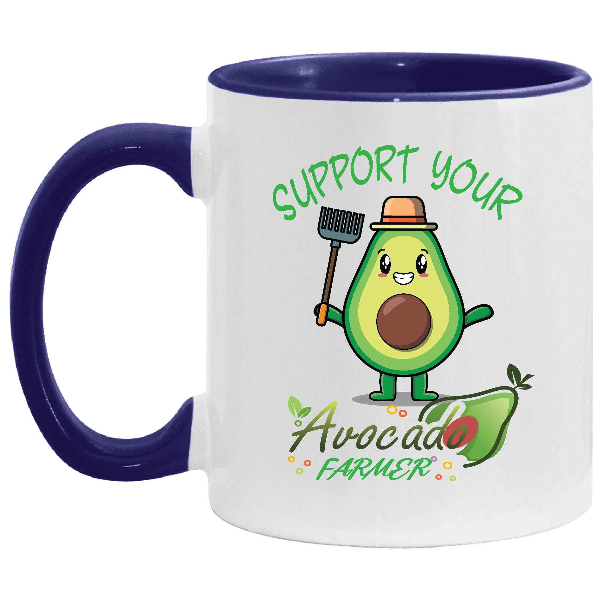 Vegan food and Avocado lover or Avocado Farmer funny 11oz 15oz Inner Color Accent Mug