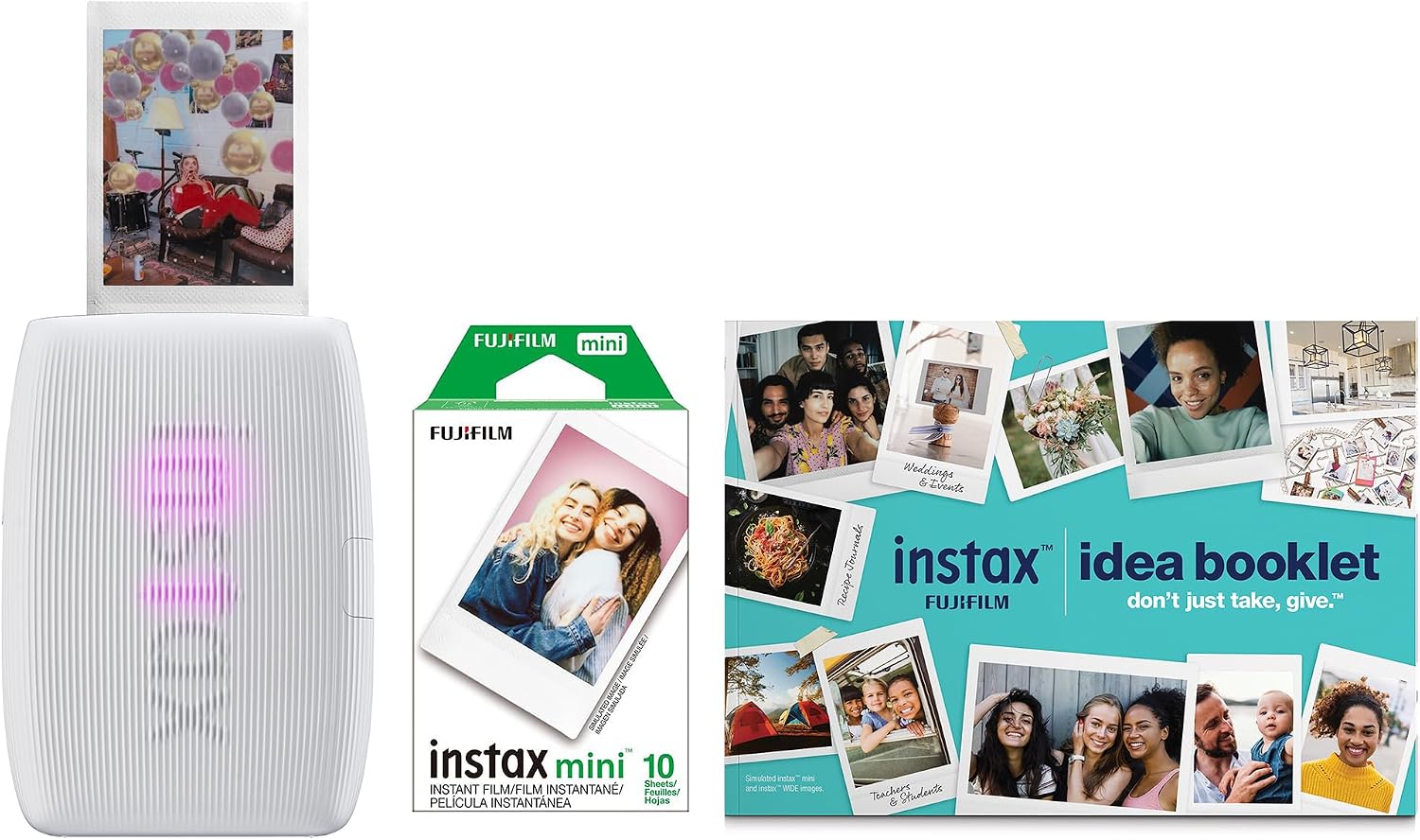 Fujifilm Instax Mini Link 3 Smartphone Photo Printer Bundle, Clay White Fujifilm Instax Mini Link 3 Smartphone Photo Printer Bundle, Clay White