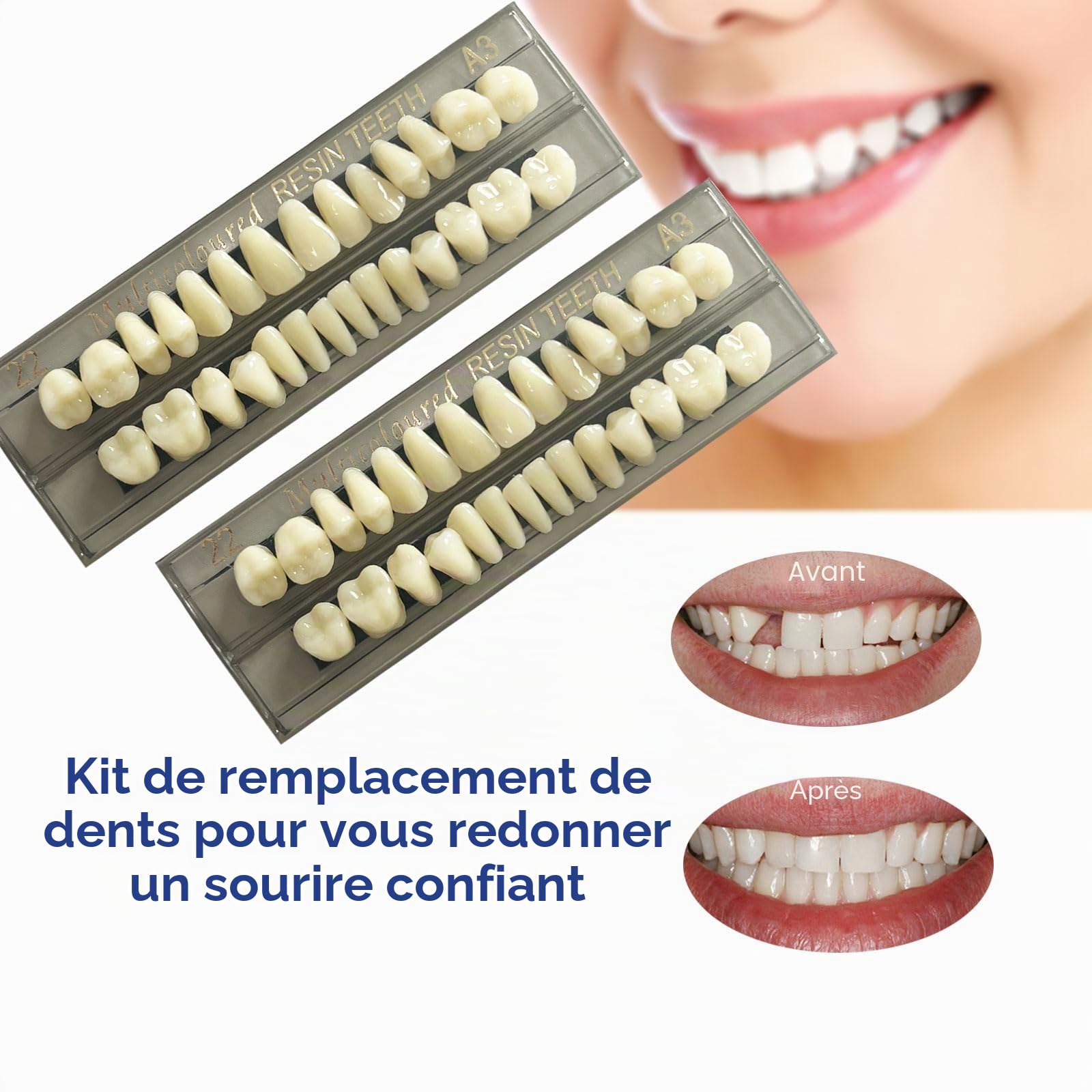 Lot de 56 fausses dents en résine synthétique - 22 A3