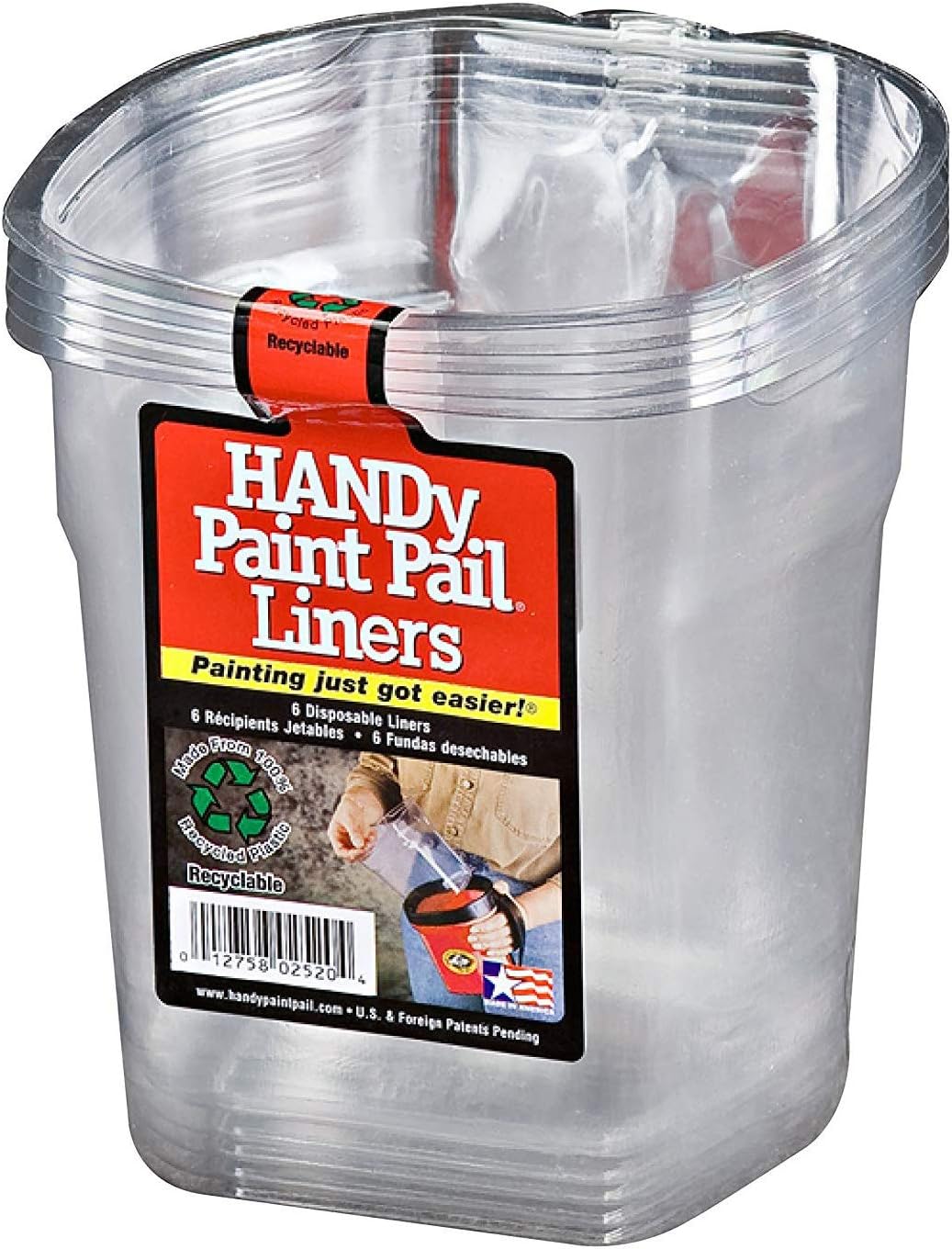 Bercom HANDy Plastic 1 Quart Red Paint Pails (2 Pack) with Disposable Liners (12 Pack)