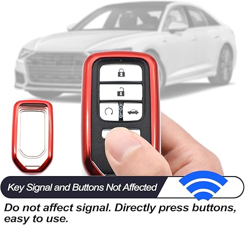 Miniatura 6 de Compatible con Honda Accord Civic Odyssey Passport Pilot Clarity Crosstour CRV CRZ Fit HR-V Insight Ridgeline Funda roja TPU Funda para llavero