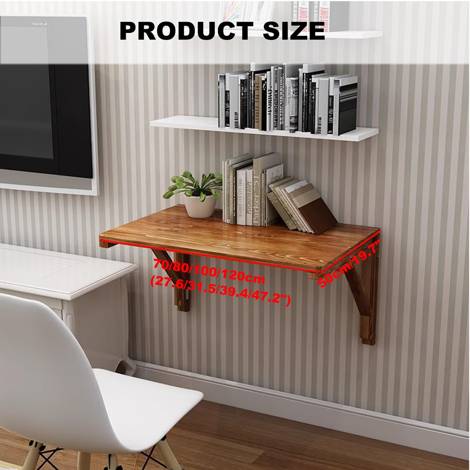 Mesa de pared plegable de madera maciza para montar en la pared, banco de trabajo que ahorra espacio para oficina en casa, cocina o espacios pequeños, diseño versátil