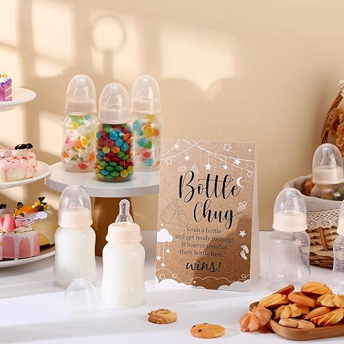 Miniatura 4 de TrelaCo Bottle Chug - Juego de 20 biberones para baby shower, con 1 letrero de papel kraft para revelación de género, suministros de fiesta, regalos