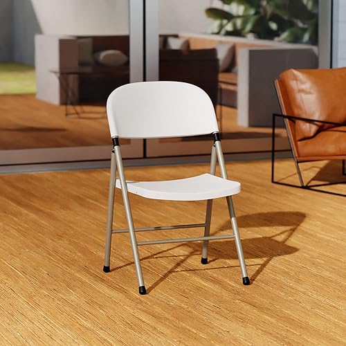 Miniatura 2 de Juego de 4 sillas plegables moldeadas por soplado contorneadas blancas con marco gris
