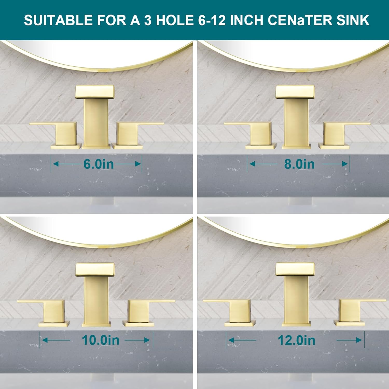 Brushed Gold Bathroom Faucet 3 Hole, OMEKNTOP 8 Inch Waterfall Gold Bathroom Faucet with Overflow Pop Up Drain and cUPC Hose, Two Handle Bathroom Sink Faucet for Basin Lavatory Vanity - Image 6