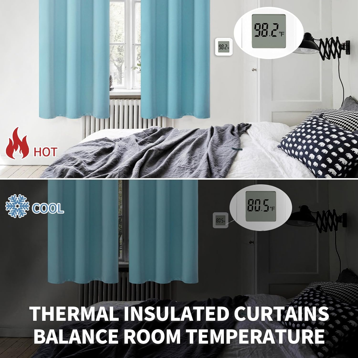 BGment Blackout Curtains - Grommet Thermal Insulated Room Darkening Bedroom and Living Room Curtains, Set of 2 Panels (42 x 63 Inch, Aqua) - Image 3
