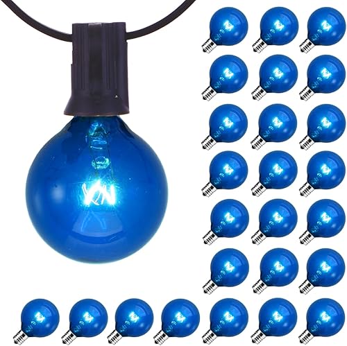 Miniatura 27 de Paquete de 25 bombillas de repuesto G40, bombillas de vidrio incandescente de 5 W 120 V, para tira de luces E12 para exteriores, rosa esmerilado