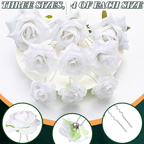 Miniatura 5 de BBTO 12 pinzas para el cabello de rosas, accesorios mexicanos para bailarinas de flamenco, mujeres, flores mexicanas, clips de flores para novia,