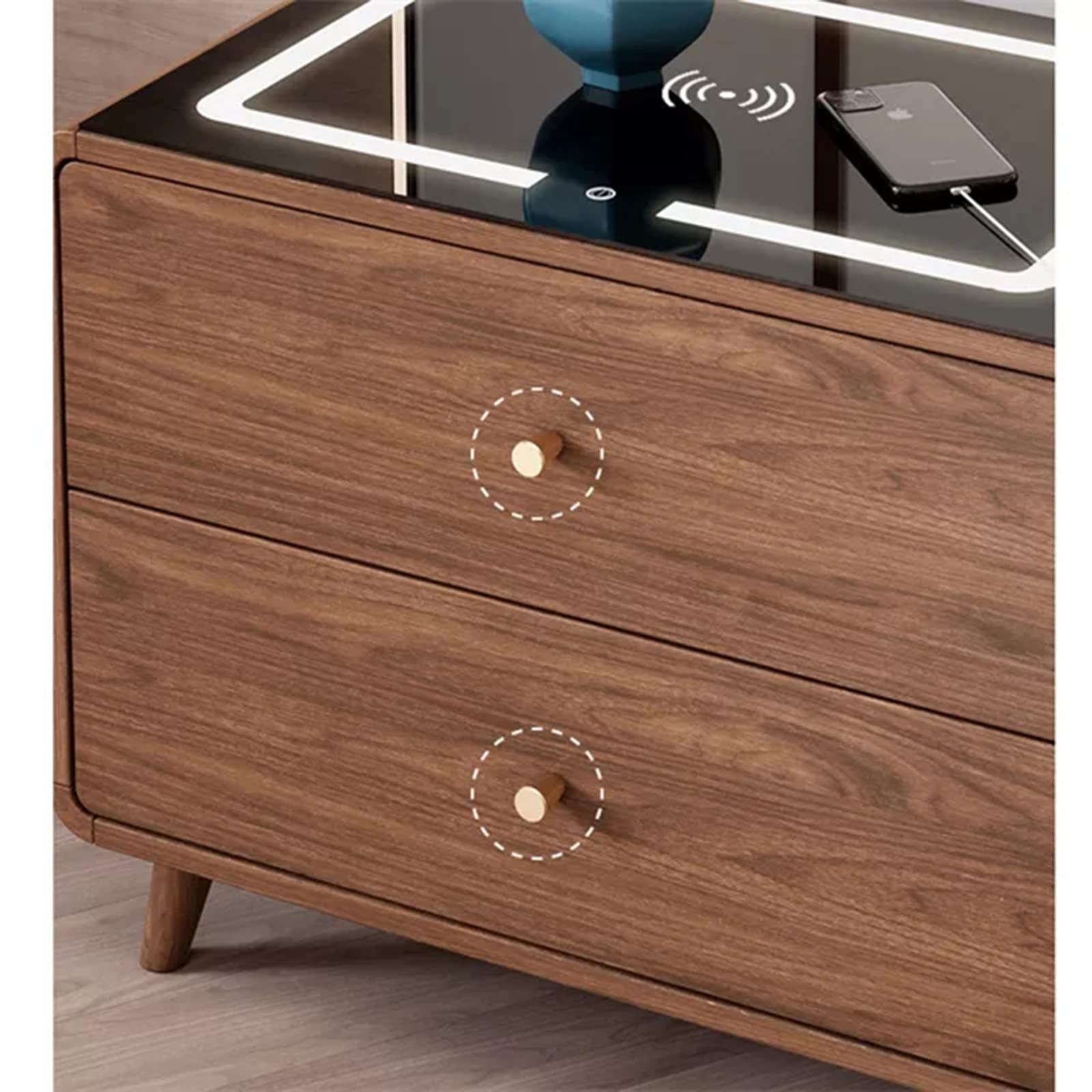 Nachtkastje met multifunctionele kist met 3 lades, slaapkamer Nachtkastje Woonkamer Houten kasten Eenvoudig nachtkastje Kleine opbergkast