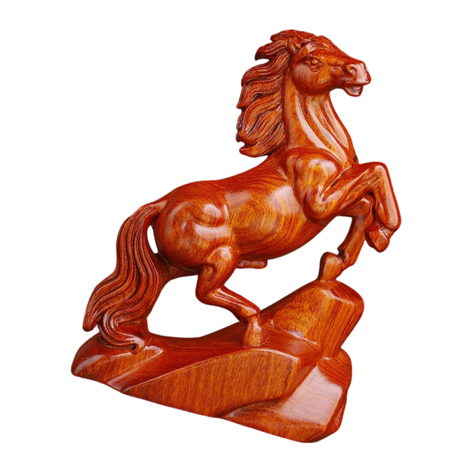 Buxuaaaa Lucky Wealth Horse Statues Wood Animal Sculptures Feng Shui Ornament Collectible Figurines for Home Decorations Animal Statue Sculpture