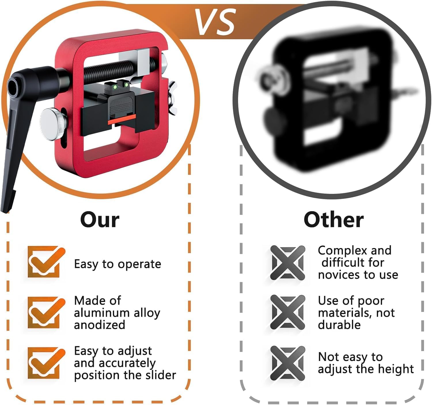 Kingson Pistol Sight Pusher Tool, Universal Pistol Sight Pusher Tool for 1911/Glock/Shield/Sig and More – Precision Aluminum Rear Sight Tool for Glock 19, 43 red