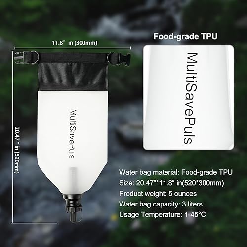 Miniatura 2 de Filtro de agua por gravedad con pajita de 3 litros, sistema de filtración de agua para campamento con purificador, purificador de agua de