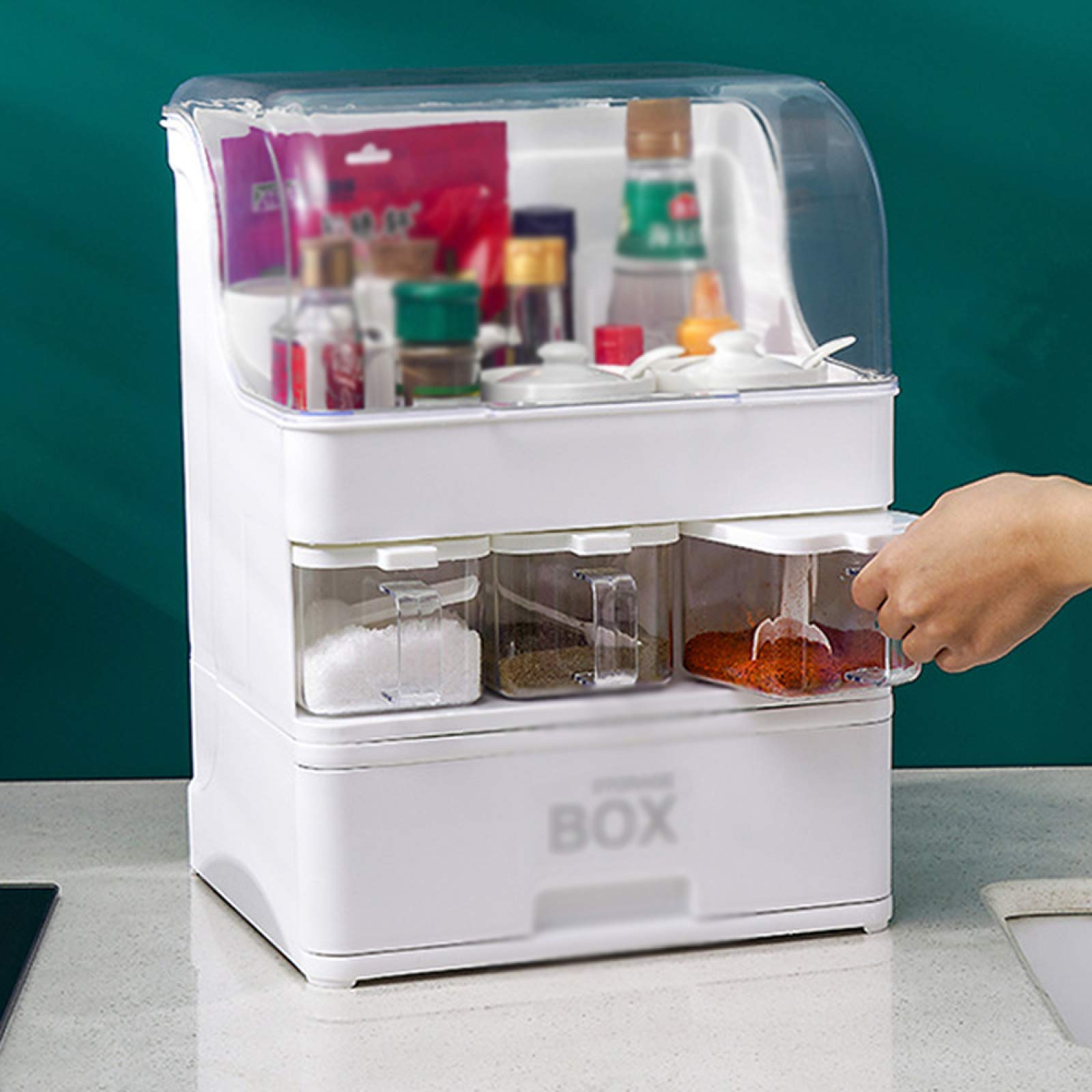 Amazon｜キッチン調味料ラック、家庭用多機能大豆ソースソルトジャー